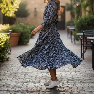 Zara Black Floral Midi Dress Size M | Casual | Everyday